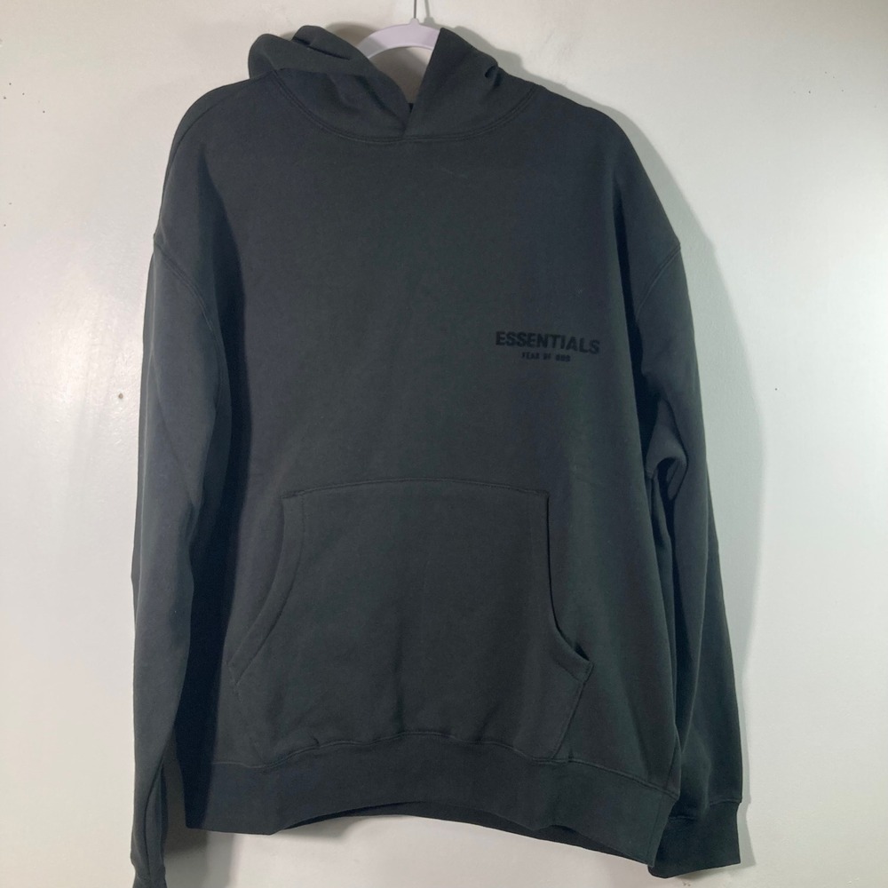 Mens Essential Fear of God Hoodie Black L NWT Cotton Polyester